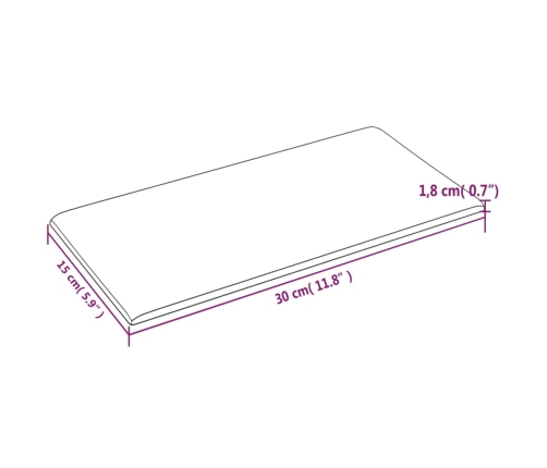 Paneles de pared 12 uds tela morado 30x15 cm 0,54 m²