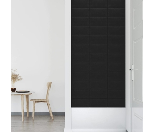 Paneles de pared 12 uds tela negro 30x15 cm 0,54 m²