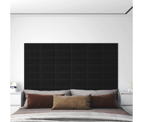 Paneles de pared 12 uds tela negro 30x15 cm 0,54 m²