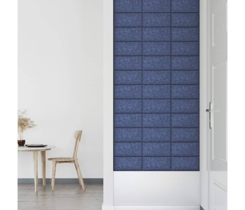 vidaXL Paneles de pared 12 uds tela azul 30x15 cm 0,54 m²