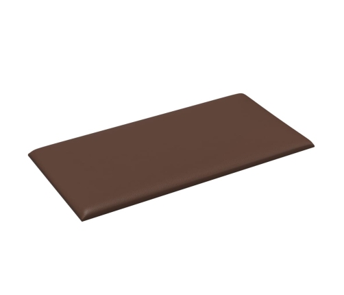 Paneles de pared 12 uds cuero sintético marrón 30x15 cm 0,54 m²