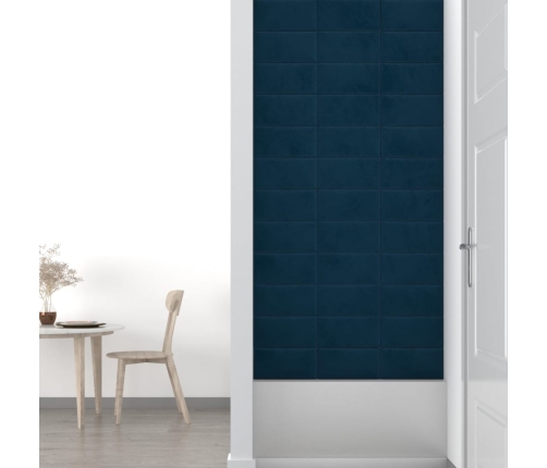 Paneles de pared 12 uds cuero sintético azul 30x15 cm 0,54 m²