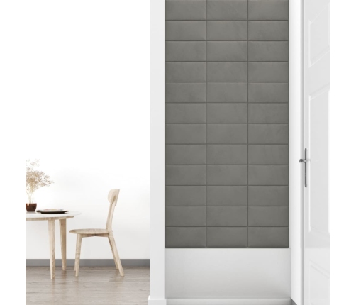 vidaXL Paneles de pared 12 uds terciopelo gris claro 30x15 cm 0,54 m²