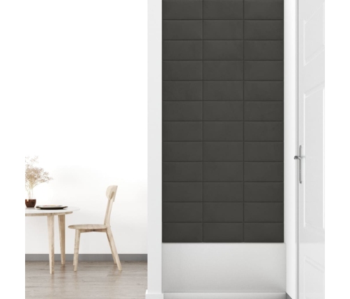 Paneles de pared 12 uds terciopelo gris oscuro 30x15 cm 0,54 m²