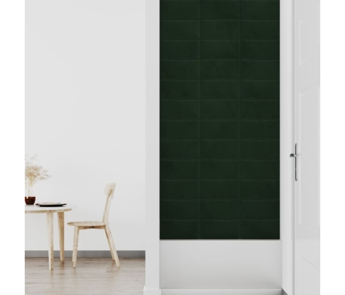 Paneles de pared 12 uds terciopelo verde oscuro 30x15cm 0,54 m²