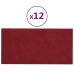 Paneles de pared 12 uds terciopelo rojo tinto 30x15 cm 0,54 m²