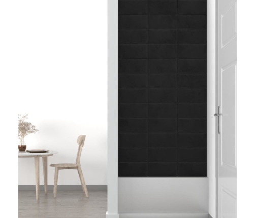 vidaXL Paneles de pared 12 uds terciopelo negro 30x15 cm 0,54 m²