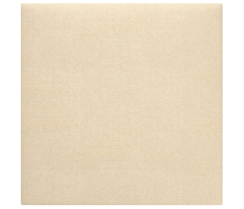 Paneles de pared 12 uds tela color crema 30x30 cm 1,08 m²