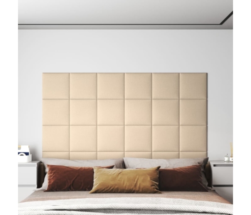 Paneles de pared 12 uds tela color crema 30x30 cm 1,08 m²