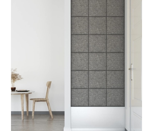 Paneles de pared 12 uds tela gris claro 30x30 cm 1,08 m²