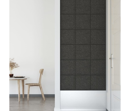 Paneles de pared 12 uds tela gris oscuro 30x30 cm 1,08 m²