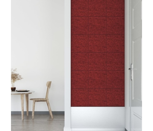 Paneles de pared 12 uds tela rojo tinto 30x30 cm 1,08 m²