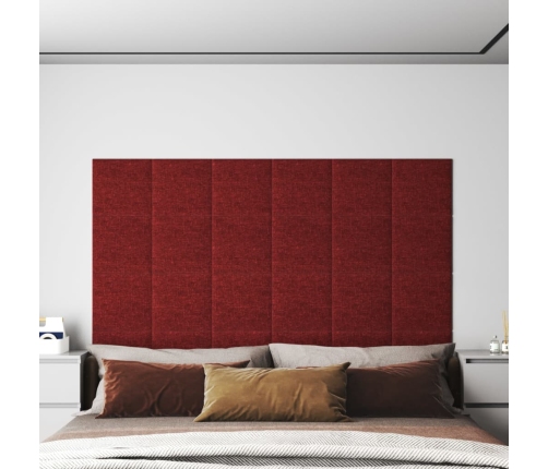 Paneles de pared 12 uds tela rojo tinto 30x30 cm 1,08 m²