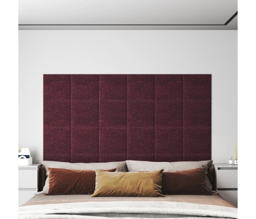 Paneles de pared 12 uds tela morado 30x30 cm 1,08 m²