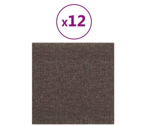 vidaXL Paneles de pared 12 uds tela gris taupé 30x30 cm 1,08 m²