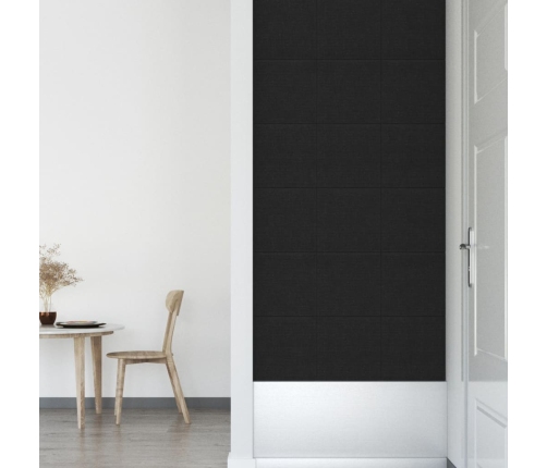 Paneles de pared 12 uds tela negro 30x30 cm 1,08 m²