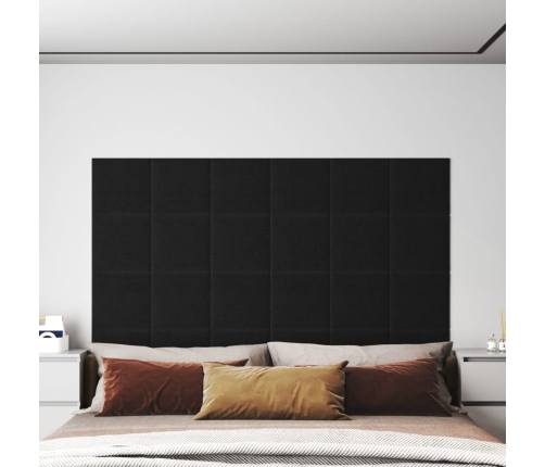 Paneles de pared 12 uds tela negro 30x30 cm 1,08 m²