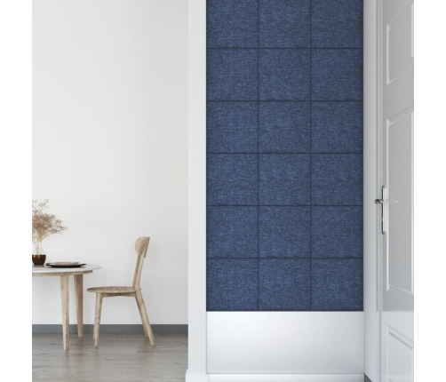 Paneles de pared 12 uds tela azul 30x30 cm 1,08 m²