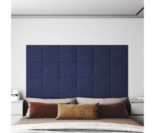 vidaXL Paneles de pared 12 uds tela azul 30x30 cm 1,08 m²