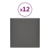 Paneles de pared 12 uds cuero sintético gris 30x30 cm 1,08 m²