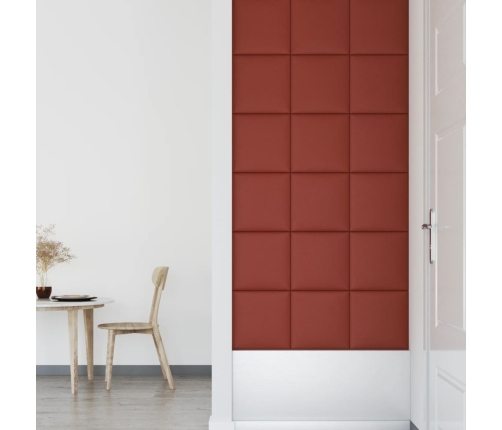 Paneles pared 12 uds cuero sintético rojo tinto 30x30 cm 1,08m²