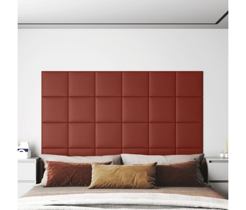 Paneles pared 12 uds cuero sintético rojo tinto 30x30 cm 1,08m²