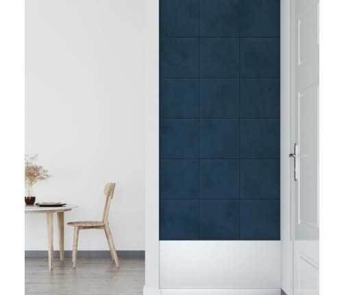 Paneles de pared 12 uds terciopelo azul 30x30 cm 1,08 m²