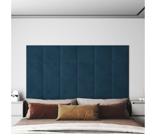 Paneles de pared 12 uds terciopelo azul 30x30 cm 1,08 m²