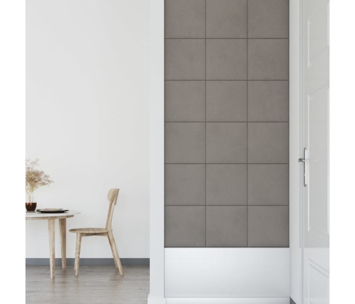 Paneles de pared 12 uds terciopelo gris claro 30x30 cm 1,08 m²