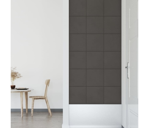 vidaXL Paneles de pared 12 uds terciopelo gris oscuro 30x30 cm 1,08 m²