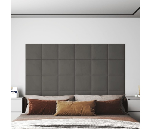 vidaXL Paneles de pared 12 uds terciopelo gris oscuro 30x30 cm 1,08 m²