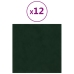 Paneles de pared 12 uds terciopelo verde oscuro 30x30 cm 1,08m²