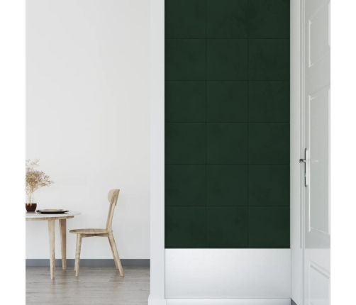 Paneles de pared 12 uds terciopelo verde oscuro 30x30 cm 1,08m²