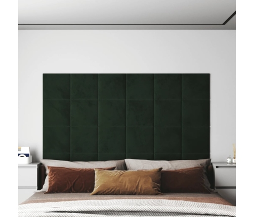 Paneles de pared 12 uds terciopelo verde oscuro 30x30 cm 1,08m²