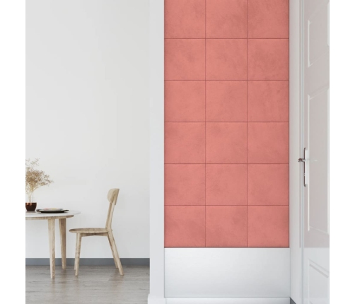 Paneles de pared 12 uds terciopelo rosa 30x30 cm 1,08 m²