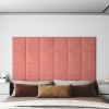 Paneles de pared 12 uds terciopelo rosa 30x30 cm 1,08 m²