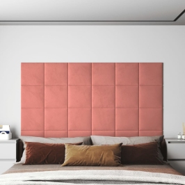 Paneles de pared 12 uds terciopelo rosa 30x30 cm 1,08 m²