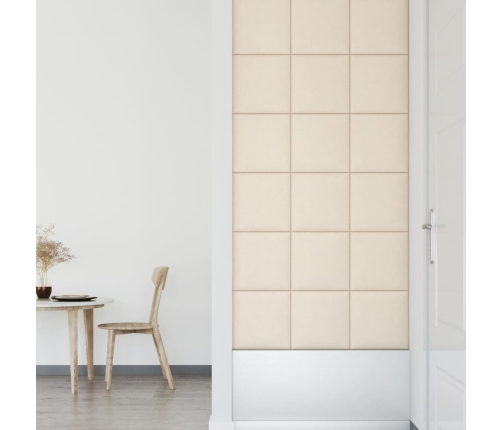 vidaXL Paneles de pared 12 uds terciopelo crema 30x30 cm 1,08 m²