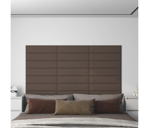 Paneles de pared 12 uds tela gris taupe 60x15 cm 1,08 m²