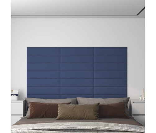 Paneles de pared 12 uds tela azul 60x15 cm 1,08 m²