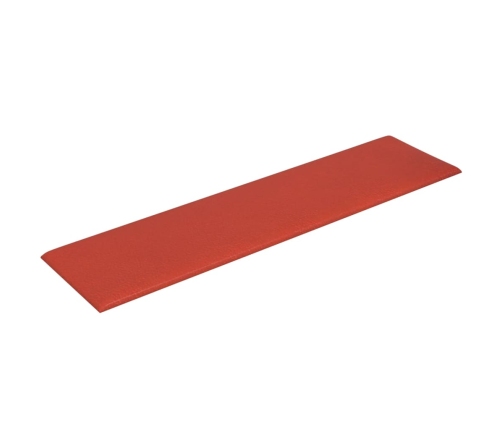 Paneles de pared 12 uds cuero sintético rojo 60x15 cm 1,08 m²