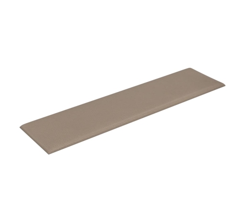 Paneles pared 12 uds cuero sintético capuchino 60x15 cm 1,08 m²