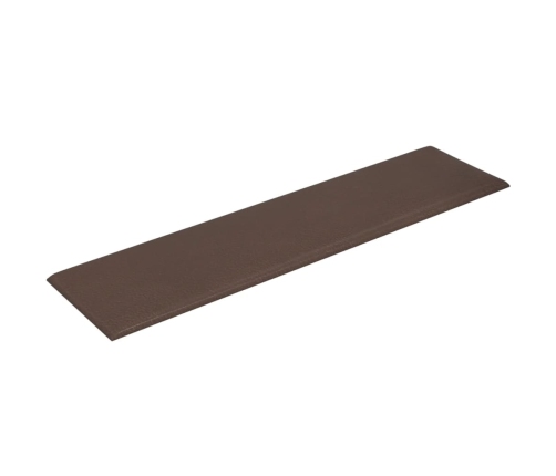 Paneles de pared 12 uds cuero sintético marrón 60x15 cm 1,08 m²