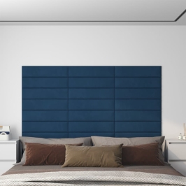 Paneles de pared 12 uds terciopelo azul 60x15 cm 1,08 m²