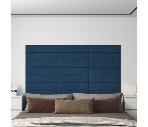 Paneles de pared 12 uds terciopelo azul 60x15 cm 1,08 m²