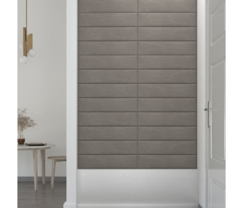 Paneles de pared 12 uds terciopelo gris claro 60x15 cm 1,08 m²