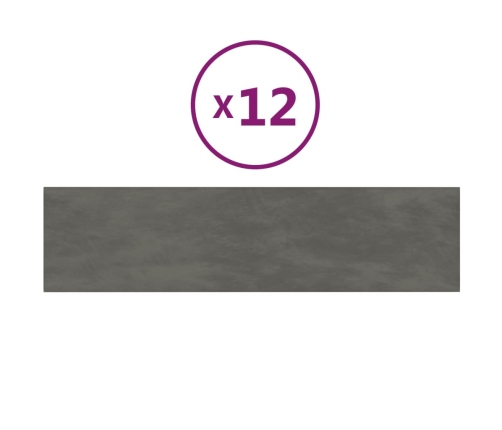 Paneles de pared 12 uds terciopelo gris oscuro 60x15 cm 1,08 m²