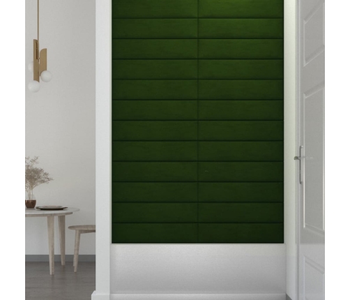 Paneles de pared 12 uds terciopelo verde oscuro 60x15 cm 1,08m²