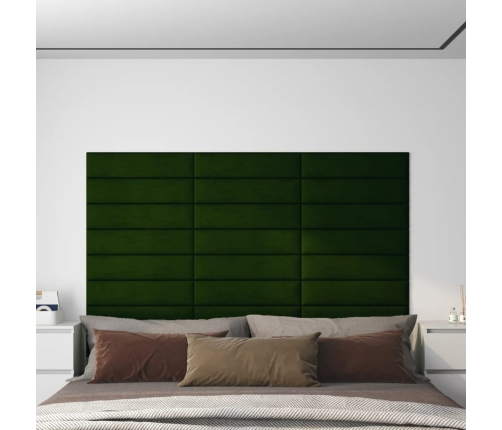 Paneles de pared 12 uds terciopelo verde oscuro 60x15 cm 1,08m²