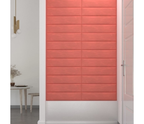 Paneles de pared 12 uds terciopelo rosa 60x15 cm 1,08 m²